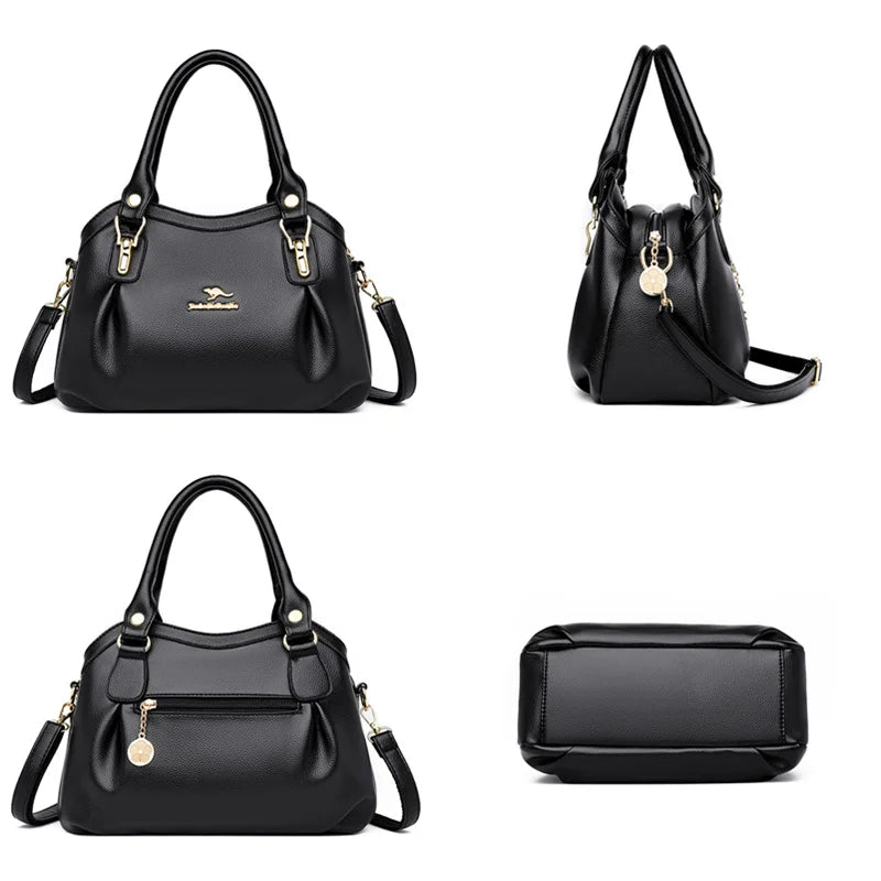 High Leather 3-Layer Ladies Tote Bags Women Shoulder Crossbody B