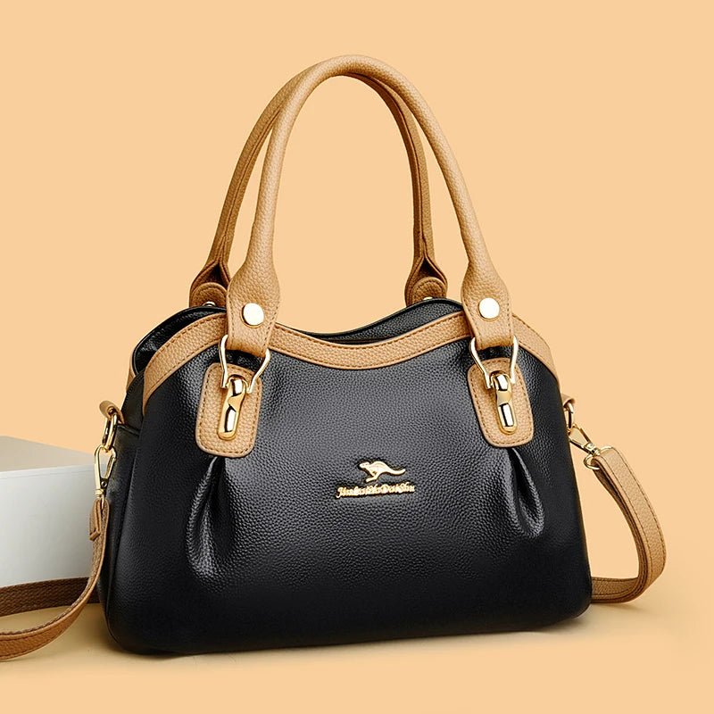High Leather 3-Layer Ladies Tote Bags Women Shoulder Crossbody B