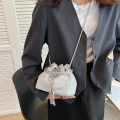 Chain Shoulder Bags Diamond Bucket Crossbody Bags Casual Tote Bags
