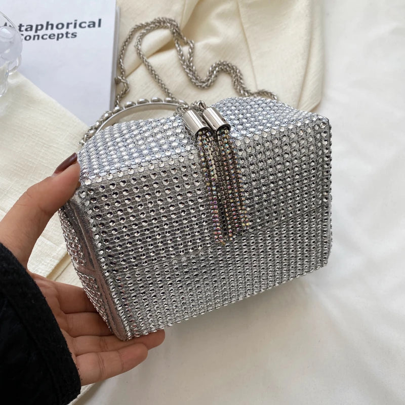 Chain Shoulder Bags Diamond Bucket Crossbody Bags Casual Tote Bags
