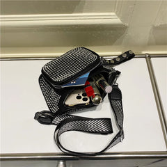 Wide Strap Shoulder Bags Rivet Crossbody Bags Saddle Chest Bags