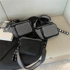 Wide Strap Shoulder Bags Rivet Crossbody Bags Saddle Chest Bags