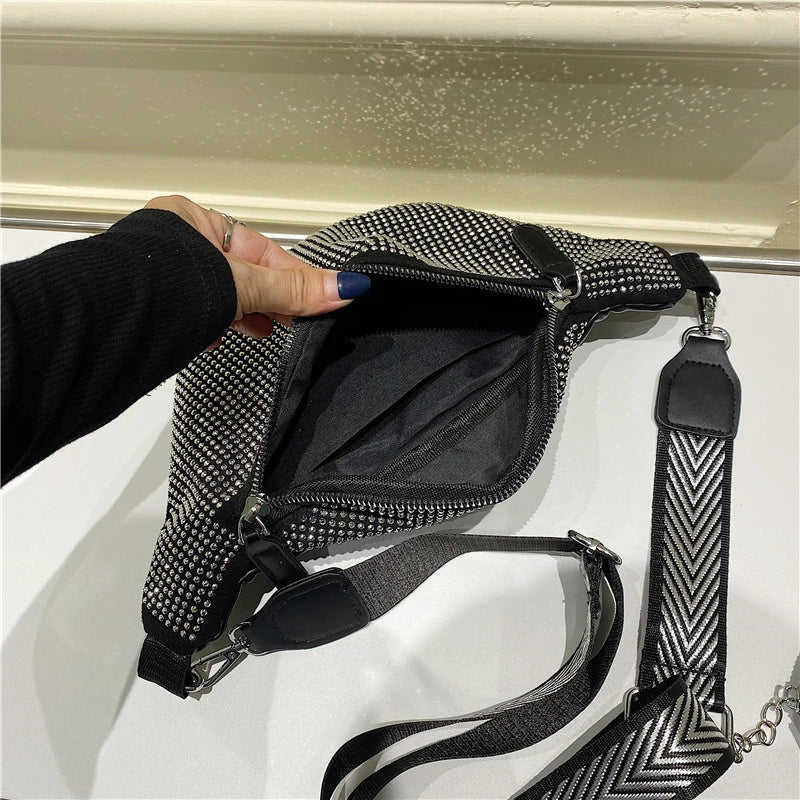Wide Strap Shoulder Bags Saddle Chest Bags Casual Totes Ladies Messenger Bags