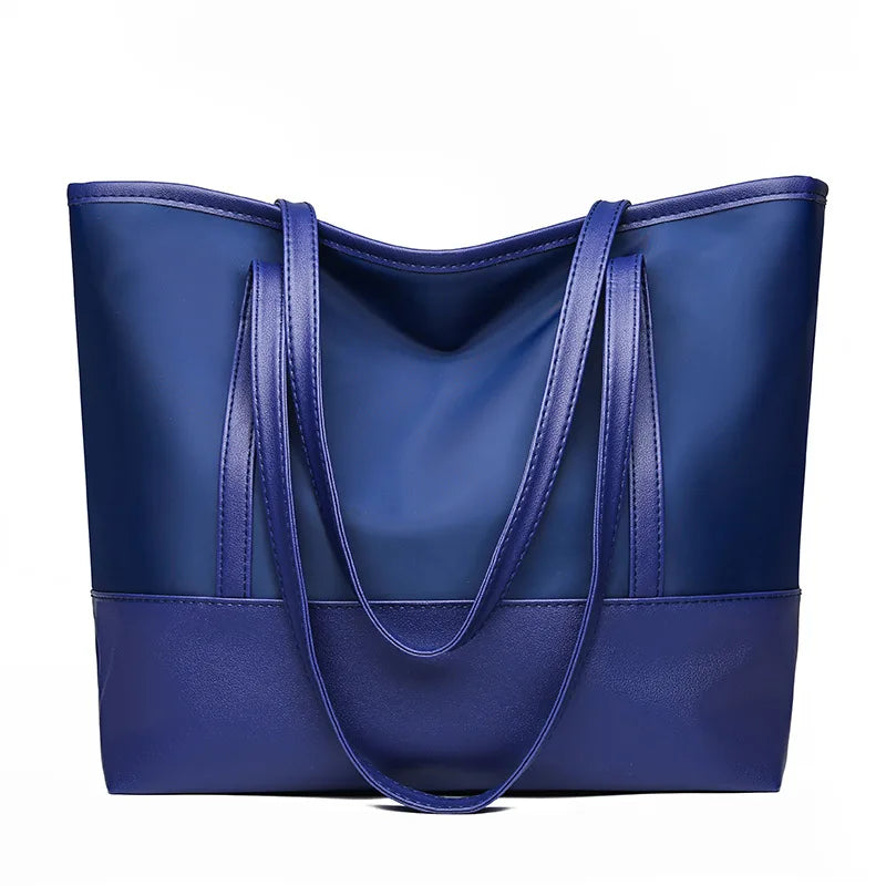 Women's Oxford Shoulder Tote Bag Large Capacity Mom Shopping Contrast Bag