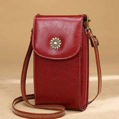 Women's Leather Shoulder Bag Mini Crossbody Phone Pocket Handbag