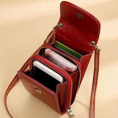 Women's Leather Shoulder Bag Mini Crossbody Phone Pocket Handbag