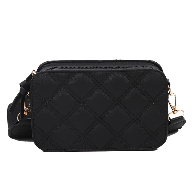 Women's Rhombus Embroidery Messenger Bag Small Square Shoulder Bag