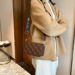 Women's Rhombus Embroidery Messenger Bag Small Square Shoulder Bag