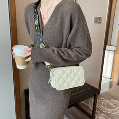 Women's Rhombus Embroidery Messenger Bag Small Square Shoulder Bag