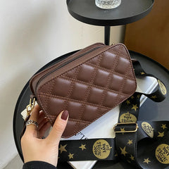 Women's Rhombus Embroidery Messenger Bag Small Square Shoulder Bag