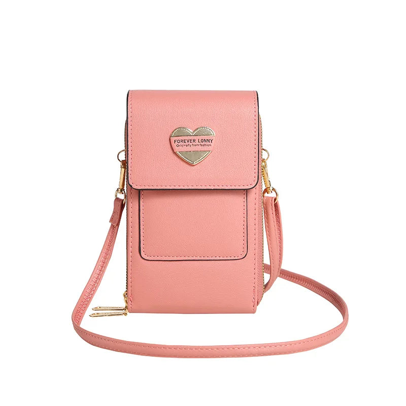 Soft Love Hearts Wallets Mobile Phone Pouch Handbag