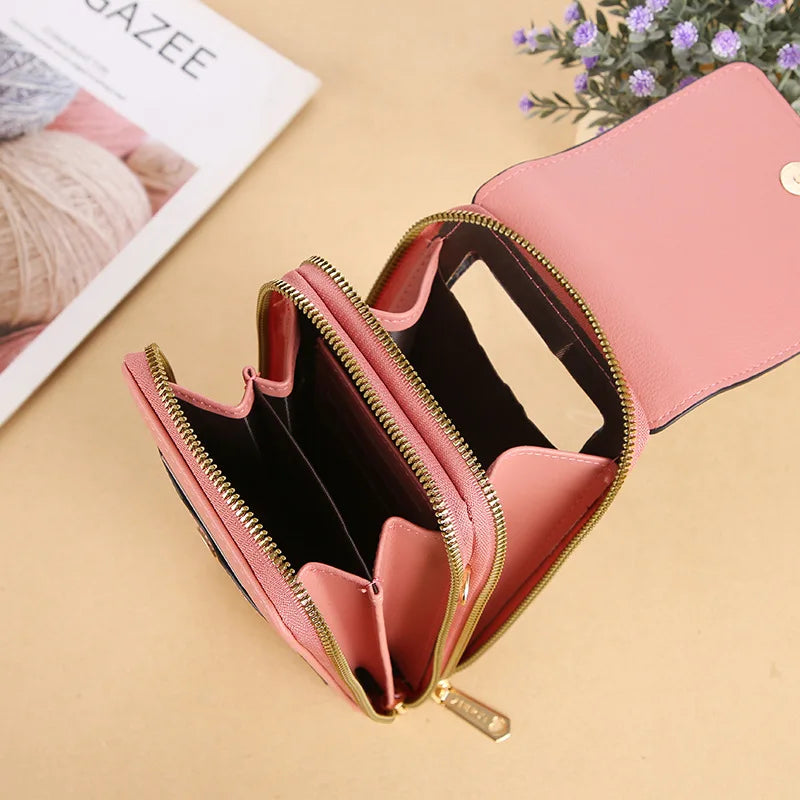 Soft Love Hearts Wallets Mobile Phone Pouch Handbag