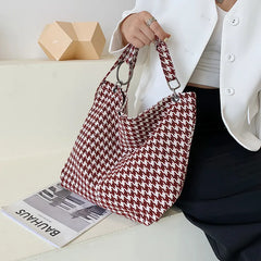 Women's Houndstooth Tote Bag Casual Crossbody Handbag Shoulder Female Bags