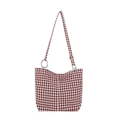 Women's Houndstooth Tote Bag Casual Crossbody Handbag Shoulder Female Bags