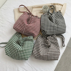Women's Houndstooth Tote Bag Casual Crossbody Handbag Shoulder Female Bags