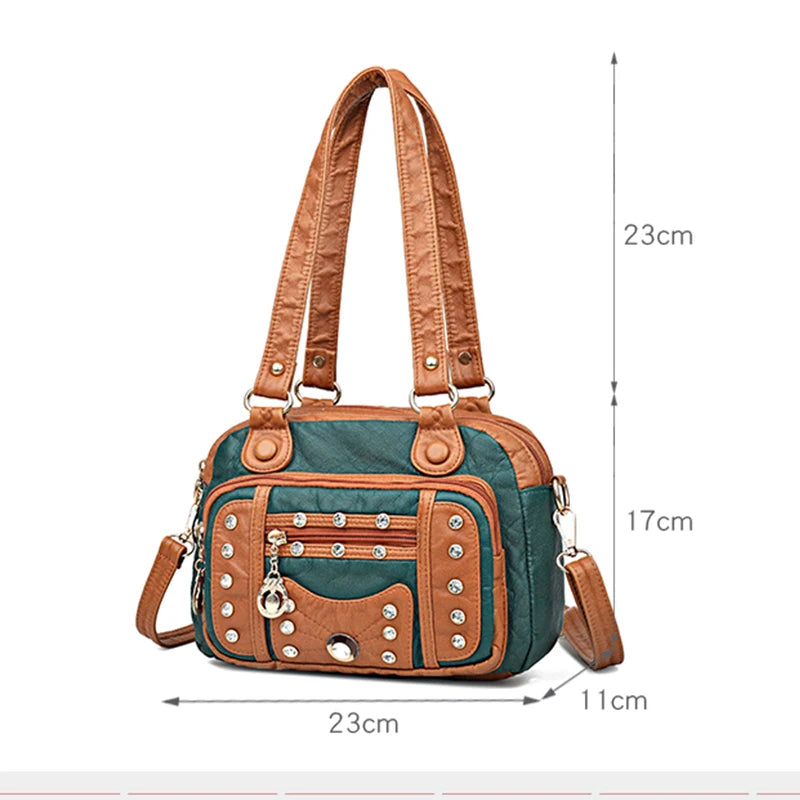 Vintage PU Leather Messenger Bags Ladies Handbags Retro Shoulder Crossbody Bag