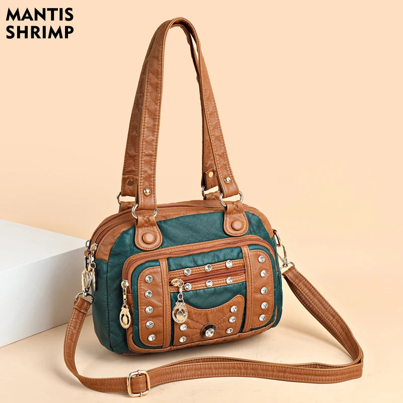 Vintage PU Leather Messenger Bags Ladies Handbags Retro Shoulder Crossbody Bag