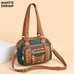 Vintage PU Leather Messenger Bags Ladies Handbags Retro Shoulder Crossbody Bag