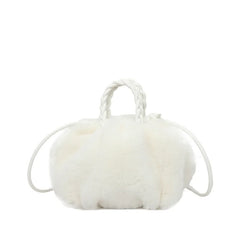 Winter Handbag Fluffy Tote Bags Woven Carry Handle Small Mini Crossbody Bags