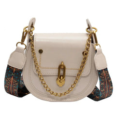 Women's Crossbody Chain Bag Wide Shoulder Straps