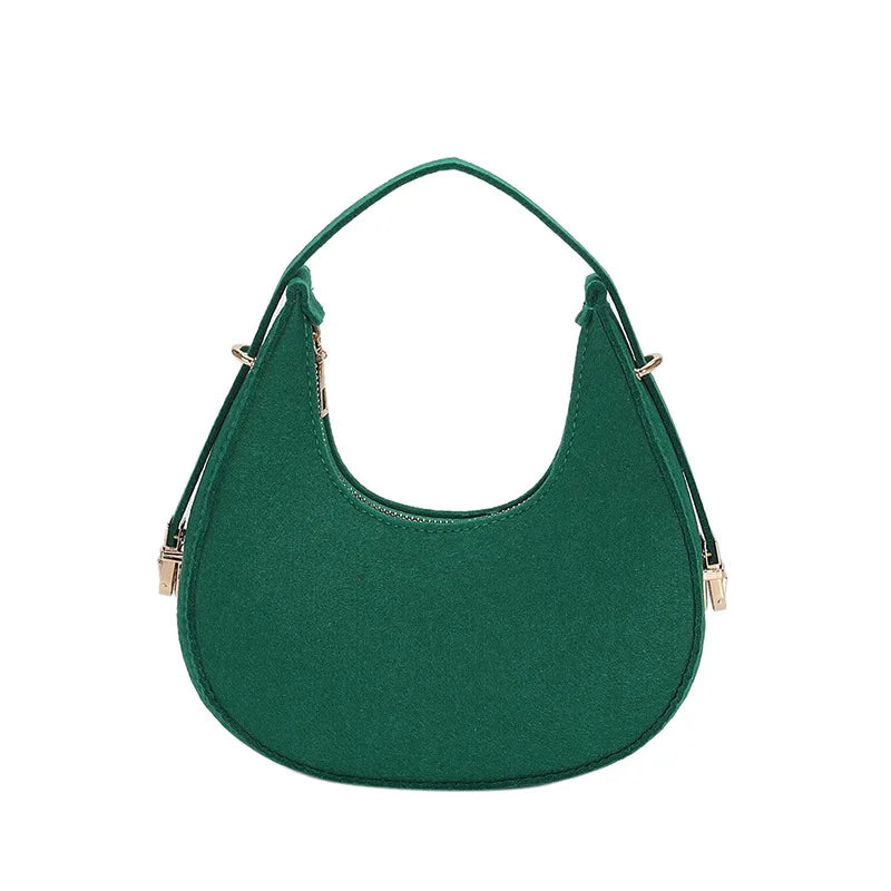 Women's Felt Crocodile Underarm Bag Autumn Winter Retro Shoulder Bag