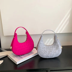 Women's Felt Crocodile Underarm Bag Autumn Winter Retro Shoulder Bag