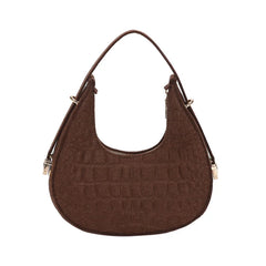 Women's Felt Crocodile Underarm Bag Autumn Winter Retro Shoulder Bag