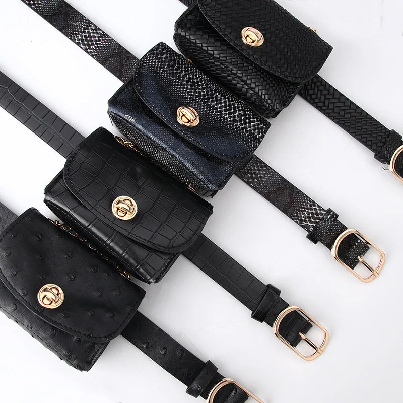 Leopard Belt Bag Mini Chain Crossbody Detachable