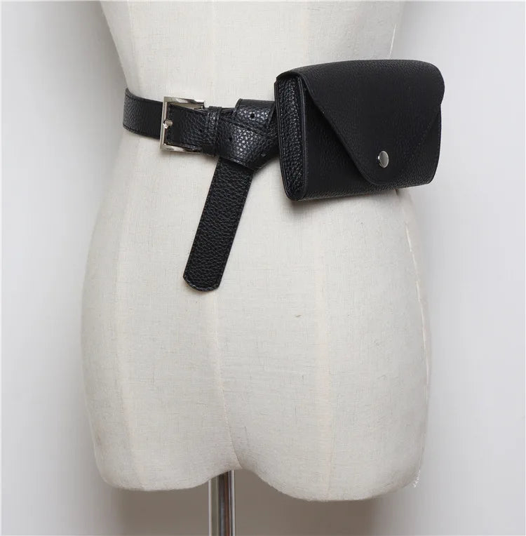 Women's PU Leather Belt Bag Fanny Pack Phone Pouch Small Chest Shoulder Bag