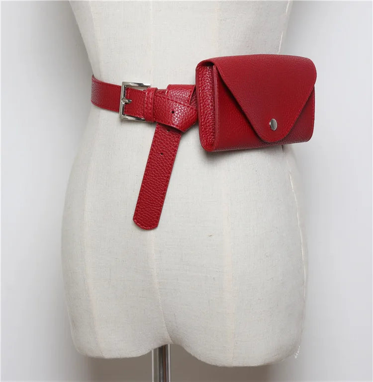 Women's PU Leather Belt Bag Fanny Pack Phone Pouch Small Chest Shoulder Bag