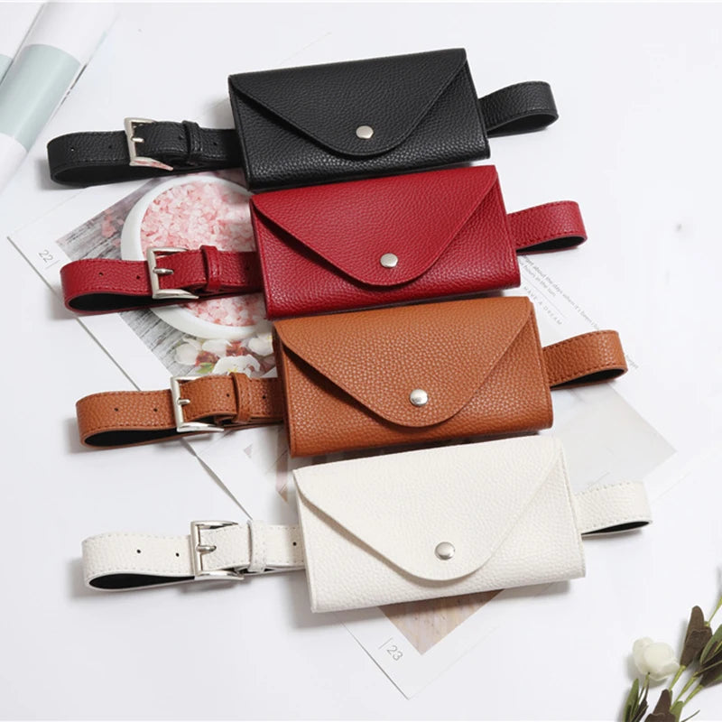 Women's PU Leather Belt Bag Fanny Pack Phone Pouch Small Chest Shoulder Bag