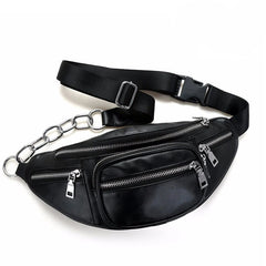 Women's Belt Waist Bag Women Waist Pack Cell Phone Mini Solid Pu Leather Handbag