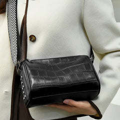 Plaid Shoulder Bag Soft Leather Crossbody Handbag for Women