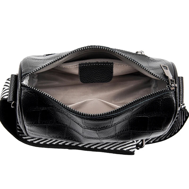 Plaid Shoulder Bag Soft Leather Crossbody Handbag for Women