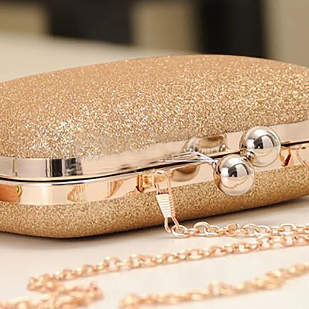Women's Bling Evening Party Handbag Wedding Ball Clutch Bag with Chain
