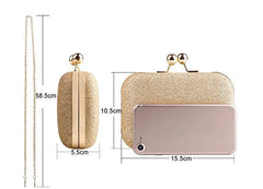 Women's Bling Evening Party Handbag Wedding Ball Clutch Bag with Chain