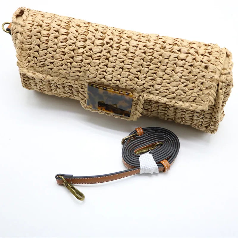 Women's Boho Crossbody Bag Straw Woven Shoulder Messenger Bag