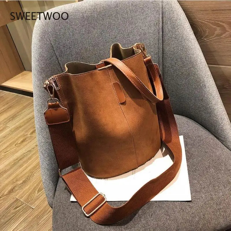 Vintage Matte PU Shoulder Bag Large Tote Handbag