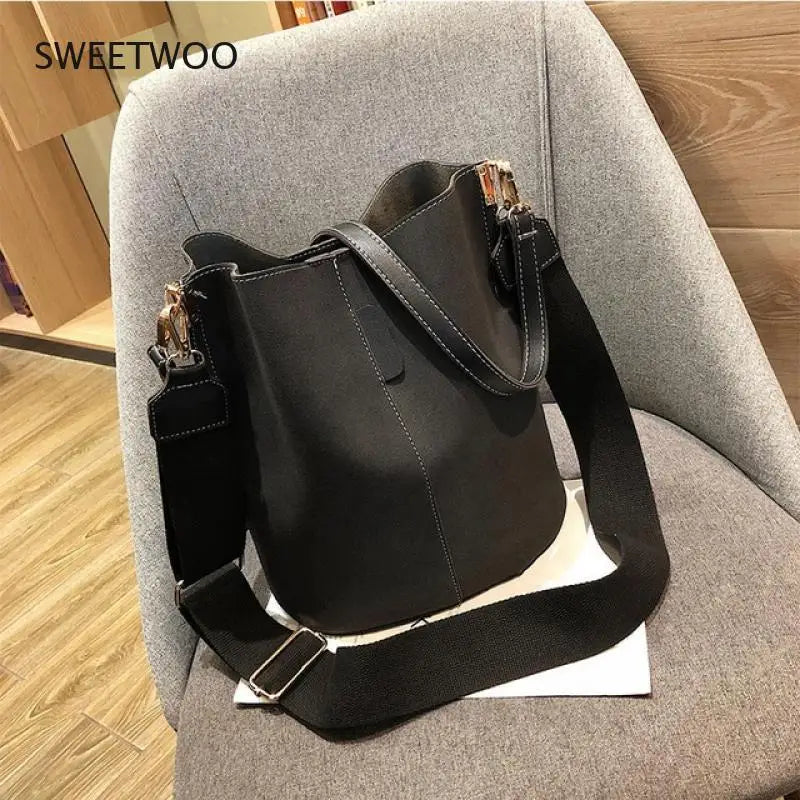 Vintage Matte PU Shoulder Bag Large Tote Handbag