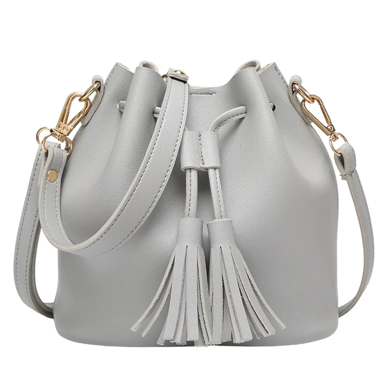 Women's Bucket Shoulder Bag Drawstring Hobo Handbag PU Leather Satchel