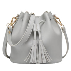 Women's Bucket Shoulder Bag Drawstring Hobo Handbag PU Leather Satchel