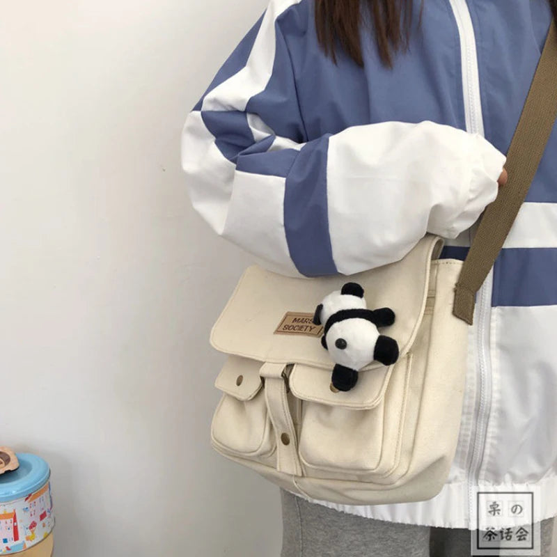 Women's Canvas Messenger Bag Japanese Shoulder Bag Vintage