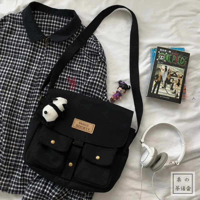 Women's Canvas Messenger Bag Japanese Shoulder Bag Vintage