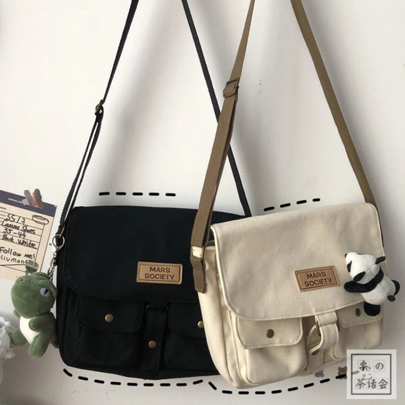 Women's Canvas Messenger Bag Japanese Shoulder Bag Vintage