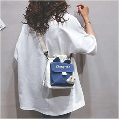 Women's Canvas Shoulder Bag Japanese Art Messenger Bag