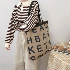 Women's Canvas Casual Tote Shoulder Bag Stylish Waterproof Shopping Cloth Bags