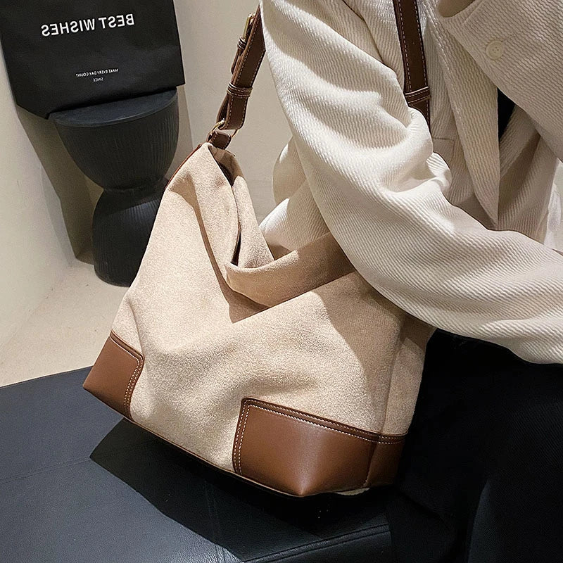 Oversize Canvas Crossbody Bag for Women Large Cotton School Shoulder Handbag