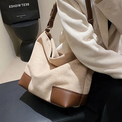 Oversize Canvas Crossbody Bag for Women Large Cotton School Shoulder Handbag
