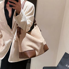 Oversize Canvas Crossbody Bag for Women Large Cotton School Shoulder Handbag