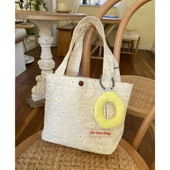 Lovely Flower Handbag - Girls Canvas Eco Bag - Japanese Lunch Bag